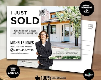 Just Sold Postcards | I Just Sold Your Neighbors House Postcard | Real Estate Agent Postcard | I Just Sold Postcard | Real Estate Marketing