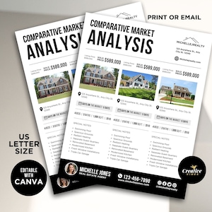 Comparative Market Analysis flyer Real Estate CMA Flyer, Real Estate Marketing, CMA Report, Seller Guide Realtor CMA Template Canva Template