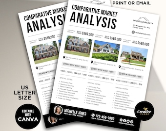 Folheto de Análise Comparativa de Mercado (CMA) para Imóveis, Marketing Imobiliário, Relatório de CMA, Guia do Vendedor, Modelo de CMA para Corretores de Imóveis no Canva
