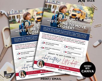 Real Estate Back to School Flyer Back to School Real Estate Flyer Real Estate Marketing, Back to School Flyer Realtor Flyer  Canva Templates
