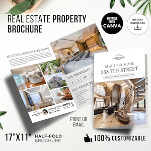 Modern Property Brochure, Real Estate Half-fold Brochure, For Sale Brochure, Listing Brochure, Open House Brochure, Property Template, Canva