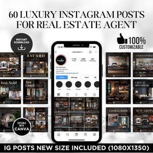 60 Luxury Real Estate Instagram Template Real Estate Instagram Post Social Media Post Template Real Estate Marketing Editable Canva Template