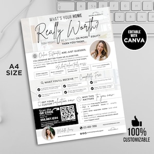 Home Value Marketing Flyer, Real Estate Marketing, CMA Flyer Template, Realtor Flyer Template, Editable Real Estate Flyer, Canva Templates