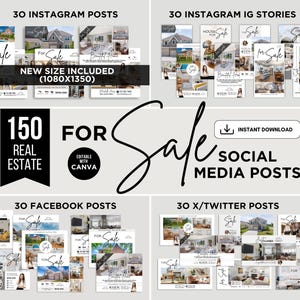 150 For Sale Social Media Posts For Sale Instagram Posts & Stories Real Estate For Sale Facebook Posts For Sale X Posts Twitter Posts Canva