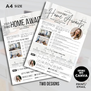 Folleto para compradores de vivienda por primera vez, folleto de Canva para prospección de compradores, carta de prospección inmobiliaria, folleto de prospección de compradores, folleto de marketing inmobiliario
