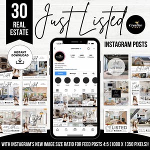 Just listed Instagram Posts Real Estate Just Listed Instagram Post Just Listed Social Media Post Just Listed Realtor Instagram Posts Canva