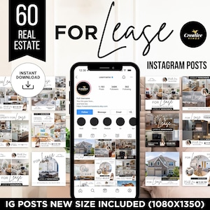 60 For Lease Real Estate Instagram Posts House for Rent Instagram Post Social media For Rent Instagram Template, Real Estate Marketing Canva