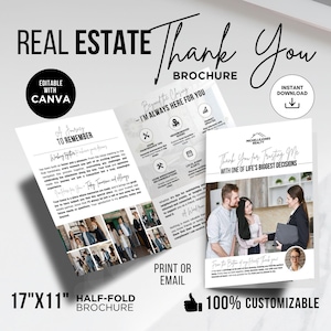 Real Estate Thank you Card Brochure Real Estate Real Estate Thank you Brochure Real Estate Marketing Realtor Marketing Realtor Thank You