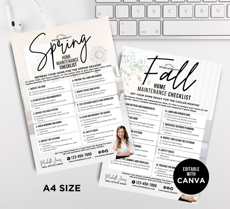 Quarterly Home Maintenance Checklist Real Estate Flyer Template Realtor ...