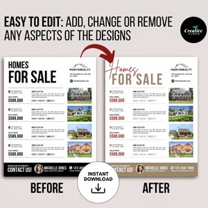 Real Estate Multiple Listing Flyer Bundle Homes for Sale Flyer New ...