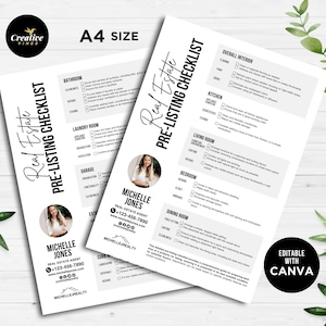 Pre-Listing Checklist for Real Estate Agents Home Seller Checklist Real Estate Prelisting Template Real Estate Template  Canva Templates