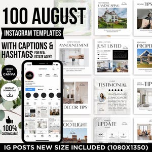 2025 Real Estate August Instagram Posts Social Media Post Real Estate Marketing, Facebook Posts for August, Summer Instagram, Canva Template