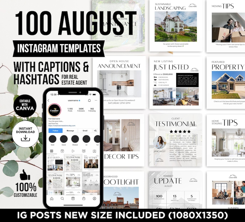 2026 Real Estate August Instagram Posts Social Media Post Real Estate ...