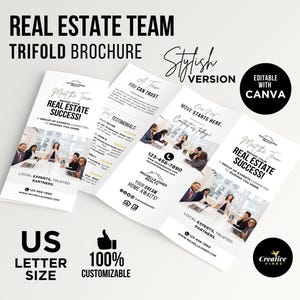 Team-Broschüre von Makler-Broschüren Dreifach-Broschüren-Broschüren-Broschüren-Vermarkter Wer wir sind-Broschüre Warum mit Uns arbeiten Testimonial Canva-Vorlage