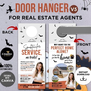 Realtor Door Hanger Real Estate Marketing Trick or Treat Halloween Door Hanger Template Door Hanger Template Halloween Real Estate Marketing