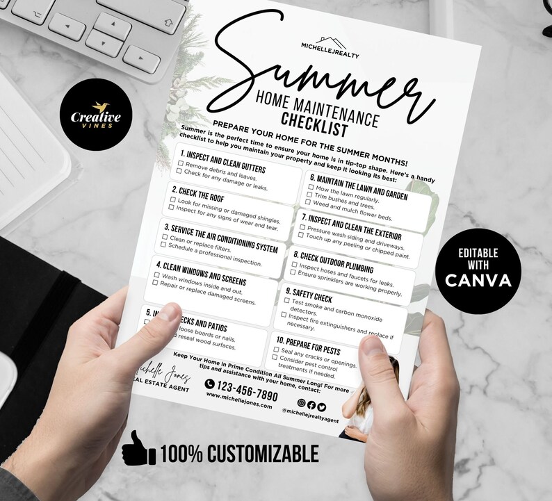 Quarterly Home Maintenance Checklist Real Estate Flyer Template Realtor ...