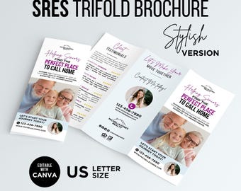 SRES Brochure Senior Real Estate Agent Introduction Trifold Brochure Real Estate Downsizing Senior Brochure SRES Senior Guide Canva Template
