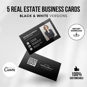 Makler Visitenkarte mit QR Code, Luxus Visitenkarte, Digitale Visitenkarte, Makler Marketing, bearbeitbare Canva