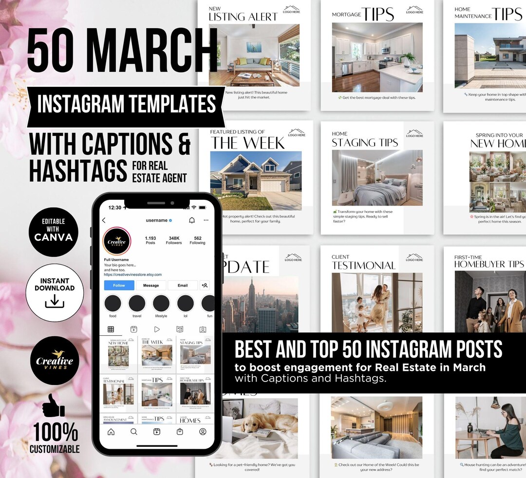 2026 March Real Estate Agent Social Media Posts With Captions and ...