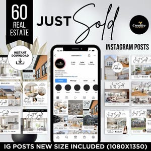 Just Sold Real Estate Instagram Posts, Just Sold Instagram Post templates, Instagram Marketing Templates, Just Sold Instagram Posts Canva