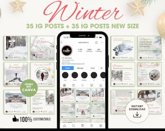 December Instagram Posts with Captions & Hashtags Social Media Post Templates Winter Real Estate Instagram Posts Christmas Real Estate Canva