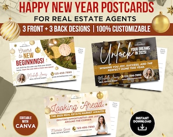 New Year Postcard 2026 Real Estate Bundle Business New Year Card Happy New Year Card real estate Happy New Year 2026 Real Estate Card Canva