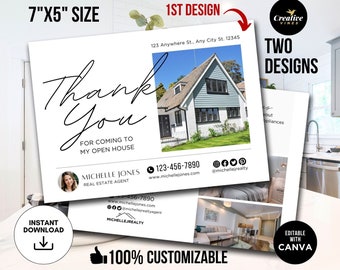 Open House Thank You Postcard Thank you for Coming Open House Open House Textable Thank You Postcard Real Estate Open House Follow Up Canva