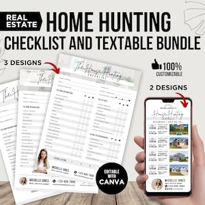 House Hunting Checklist, Home Buyer Checklist Home Hunting, House Hunting Schedule Flyer, Property Searching Checklist Real Estate Marketing
