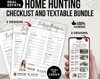 House Hunting Checklist, Home Buyer Checklist Home Hunting, House Hunting Schedule Flyer, Property Searching Checklist Real Estate Marketing
