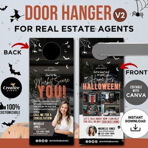 Real Estate Marketing Realtor Deurhanger Halloween Real Estate Marketing Fall Deur Hanger Template Halloween Mailer Halloween Realtor Canva