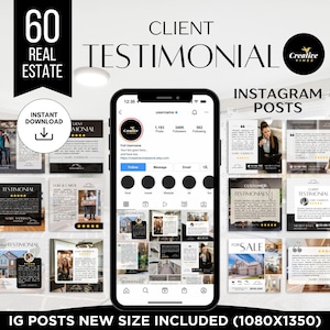 60 Client Testimonial Instagram Posts Real Estate Client Review Instagram Post Real Estate Social Media Posts Real Estate Marketing Canva
