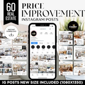 60 Prijsverbetering Instagram-berichten Vastgoed Sociale media Prijsverlaging Instagram-bericht Prijsaanpassing Marketingset Instagram-bericht