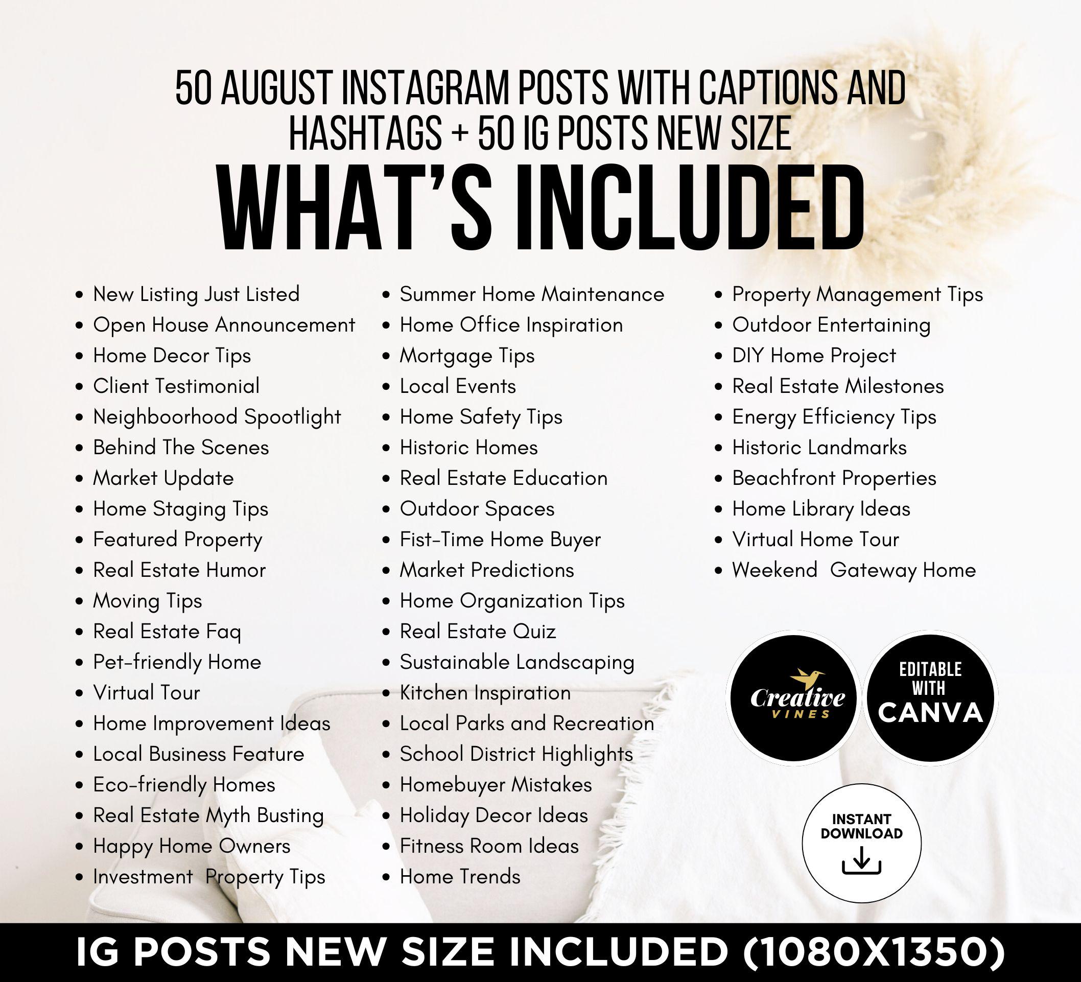 2026 Real Estate August Instagram Posts Social Media Post Real Estate ...