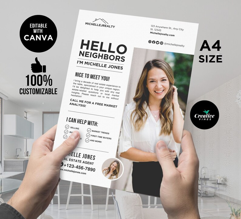 Real Estate Introduction Flyer Hello Neighbor Letter Template Real ...