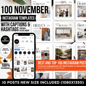 Instagram-Posts für Immobilienmakler im November mit Bildunterschriften und Hashtags, Herbstliche Immobilien-Instagram-Posts, Immobilienmakler-Posts, Herbstliches Immobilienmarketing