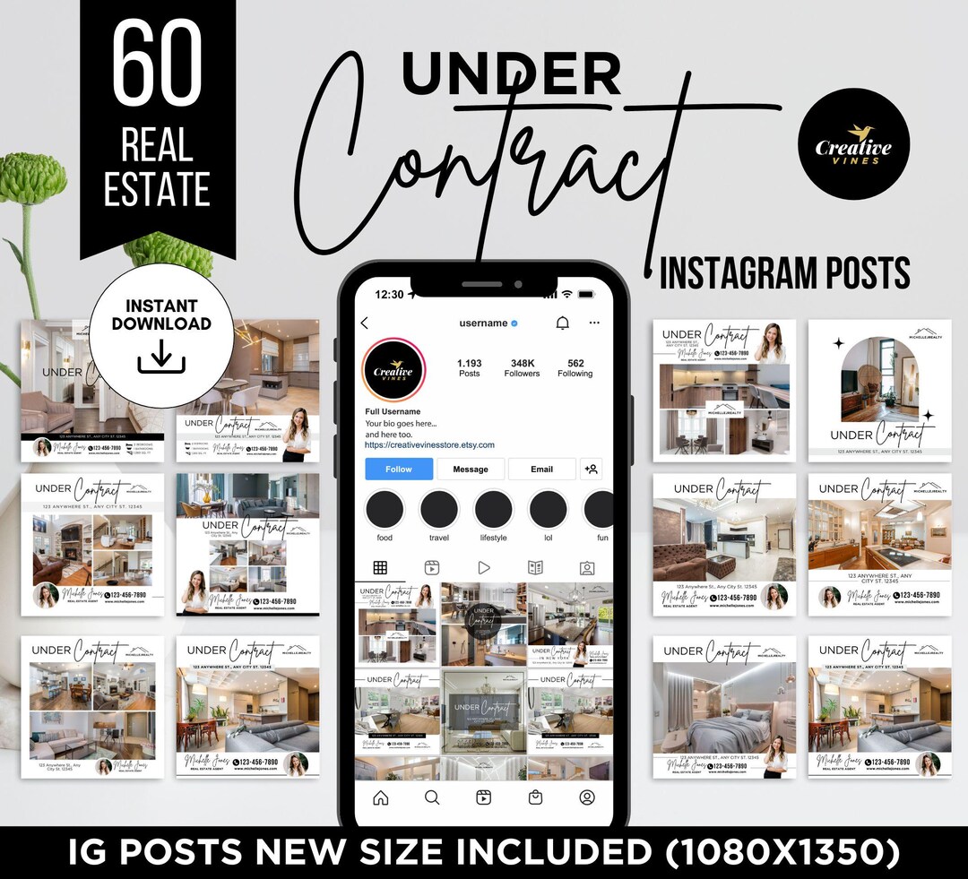 Under Contract Instagram Posts Bundle Real Estate Under Contract ...