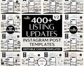Real Estate Listing Updates Instagram Posts Social Media Posts, Just listed Open House, Real Estate Marketing Just Sold Just Listed Canva