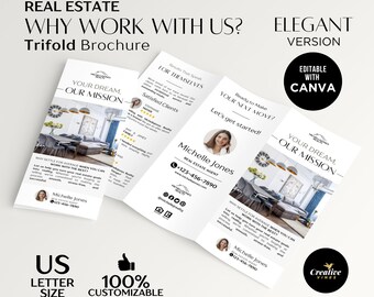 Why Work With a Realtor Trifold Brochure Elegant Version Real Estate Trifold Brochure Real Estate Marketing Agent Introduction Brochure