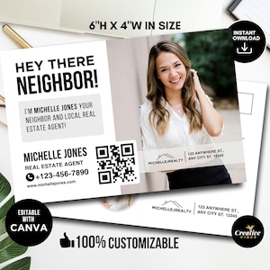 Hello Neighbor Postcard with QR Code Real Estate Postcard, Hey Neighbor Faming Postcard, Real Estate Marketing, Real Estate Mailer, Canva