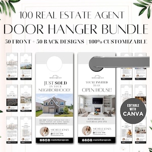 100 Real Estate Door Hanger Bundle, Real Estate Farming, Realtor Marketing, Door Hangers, 100 Realtor Door Hangers, Real Estate Canva