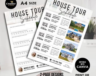 Real Estate Flyer, Home Tour Schedule, Realtor Flyer, Real Estate Marketing, House Showing Flyer, Real Estate Flyer Template, Canva Template