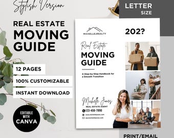 Real Estate Moving Checklist Realtor Moving Guide Moving Checklist Organizer Guide Moving Guide for Buyers & Seller Relocation Guide Canva