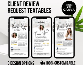 Textable Client Review Request, Textable Review Request From Client, Real Estate Review Request, Review Request Flyer, Referral Flyer, Canva