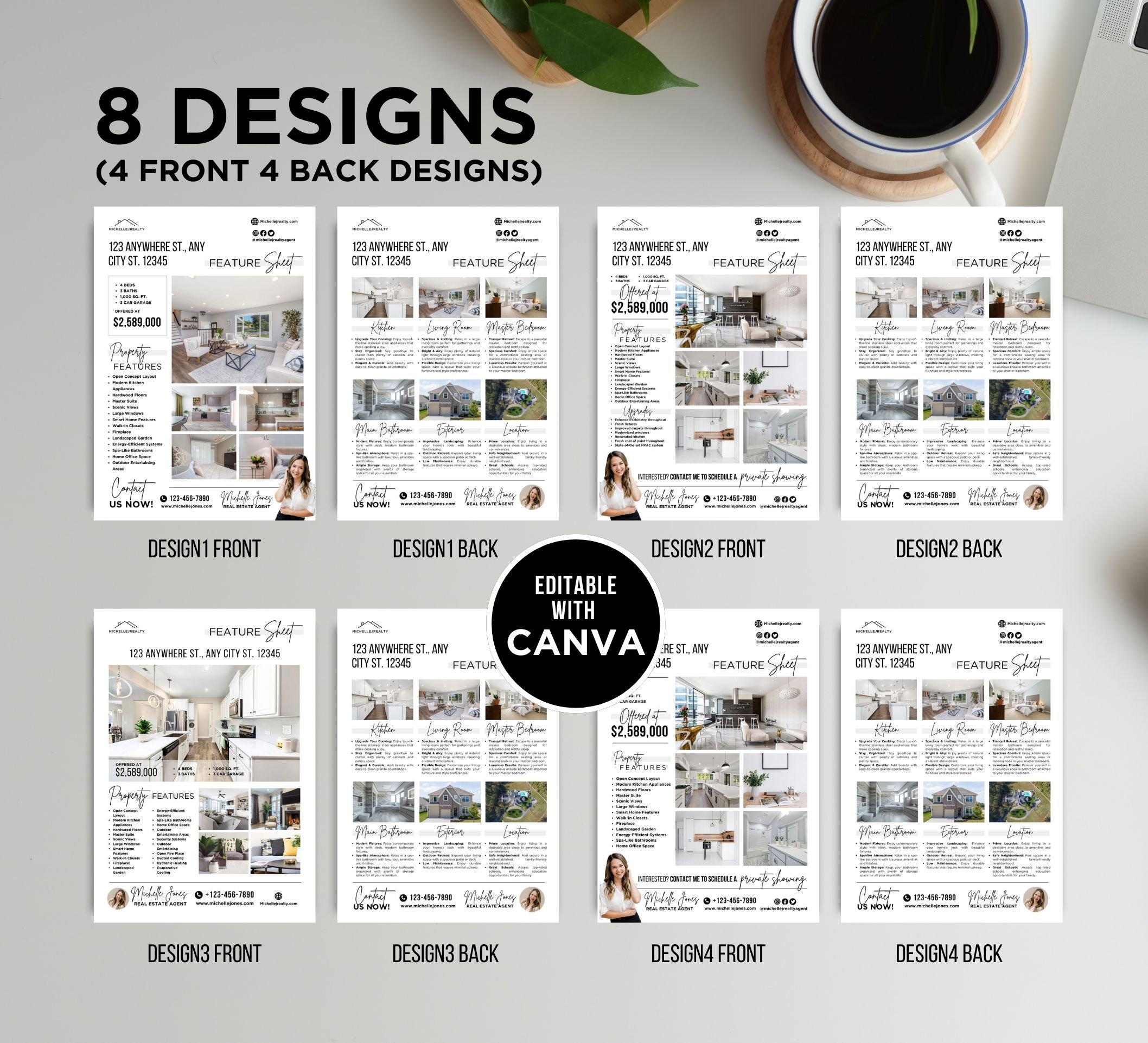 Real Estate Home Feature Sheet Flyer Templates, for Sale Flyer, Open ...