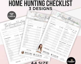 House Hunting Checklist Real Estate, Home Buyer Checklist, Home Hunting checklist, Home Buyer Checklist, Property Searching Checklist, Canva