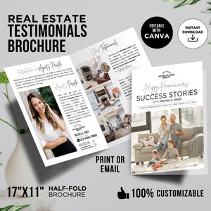 Real Estate Client Testimonials Brochure Real Estate Marketing Client Review testimonial real estate template real estate agent bio brochure