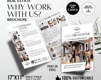 Why Work With a Realtor Bi-Fold Brochure Real Estate Bi-Fold Brochure Real Estate Marketing Realtor Marketing Property Presentation Canva