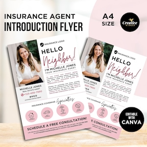Life Insurance Agent Flyer Insurance Agent Introduction Flyer Template Insurance Specialist Mortgage Officer Insurance Broker Template Canva