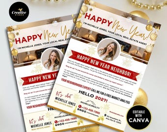 Hello 2026 real estate flyer New Year Real Estate Flyer Real Estate Introduction Flyer, Real Estate Open House Flyer Template Canva Template