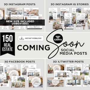 150 Coming Soon Instagram posts & Stories Coming Soon Social Media Posts Coming Soon Facebook Post Coming Soon X Post Twitter Canva Template